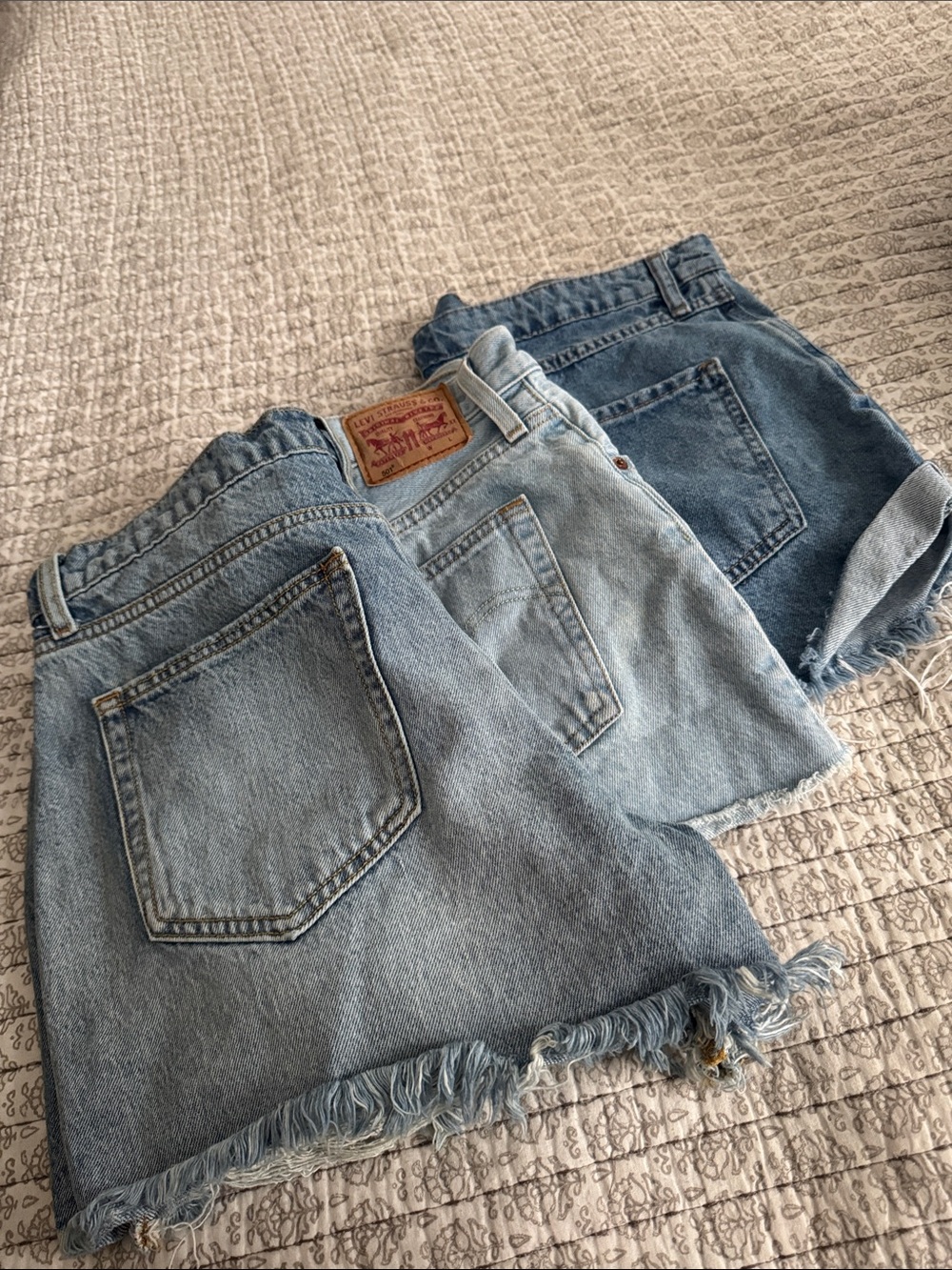 Levi's Light Blue & Medium Blue Denim Cutoff Skirts